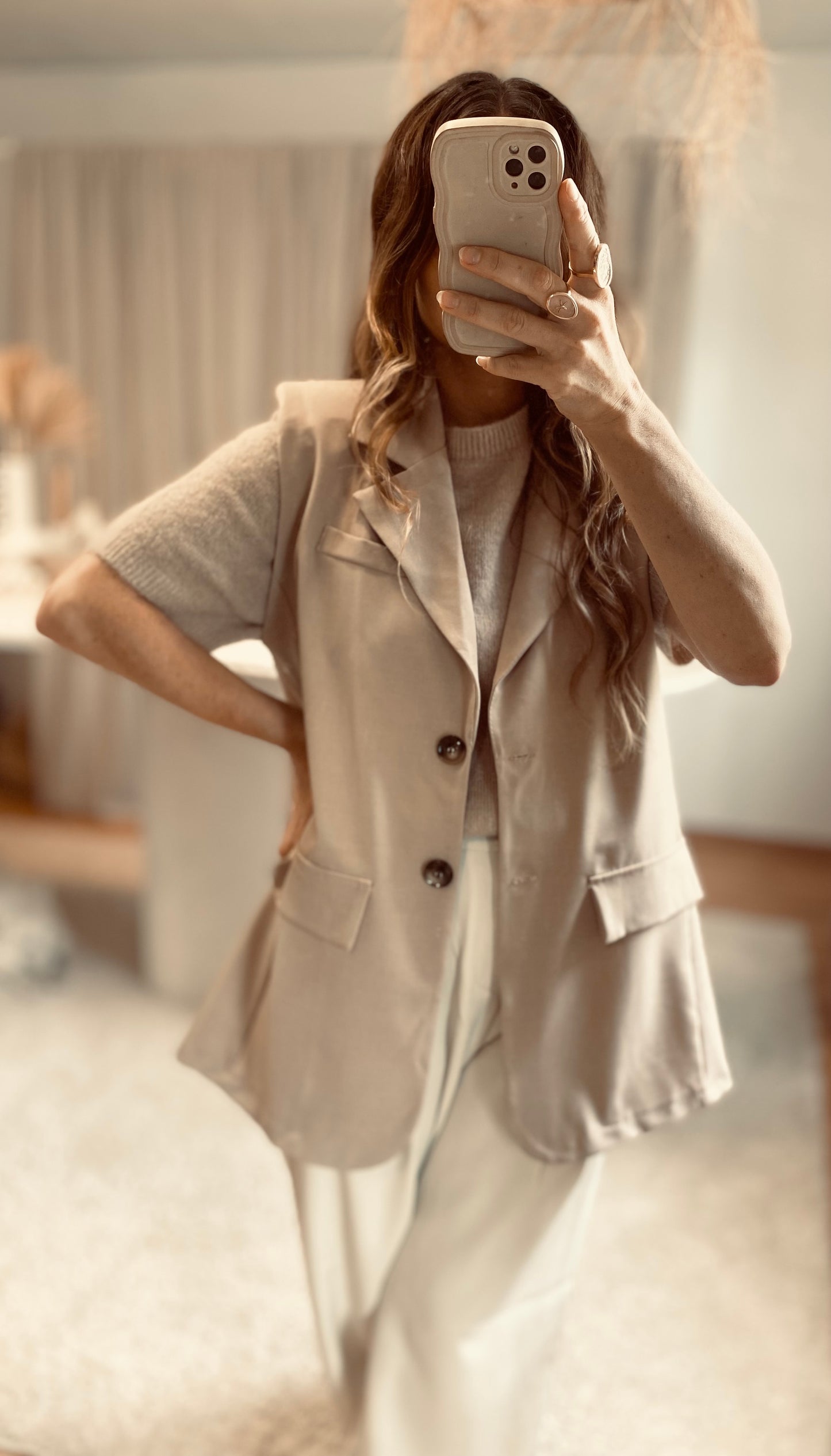 Blazer sans manches beige