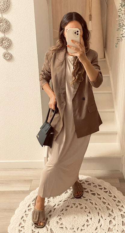 Robe longue tee-shirt beige