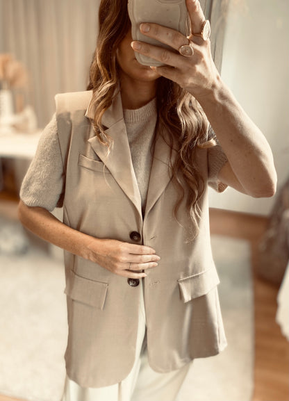 Blazer sans manches beige