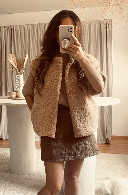 Gilet moumoute beige