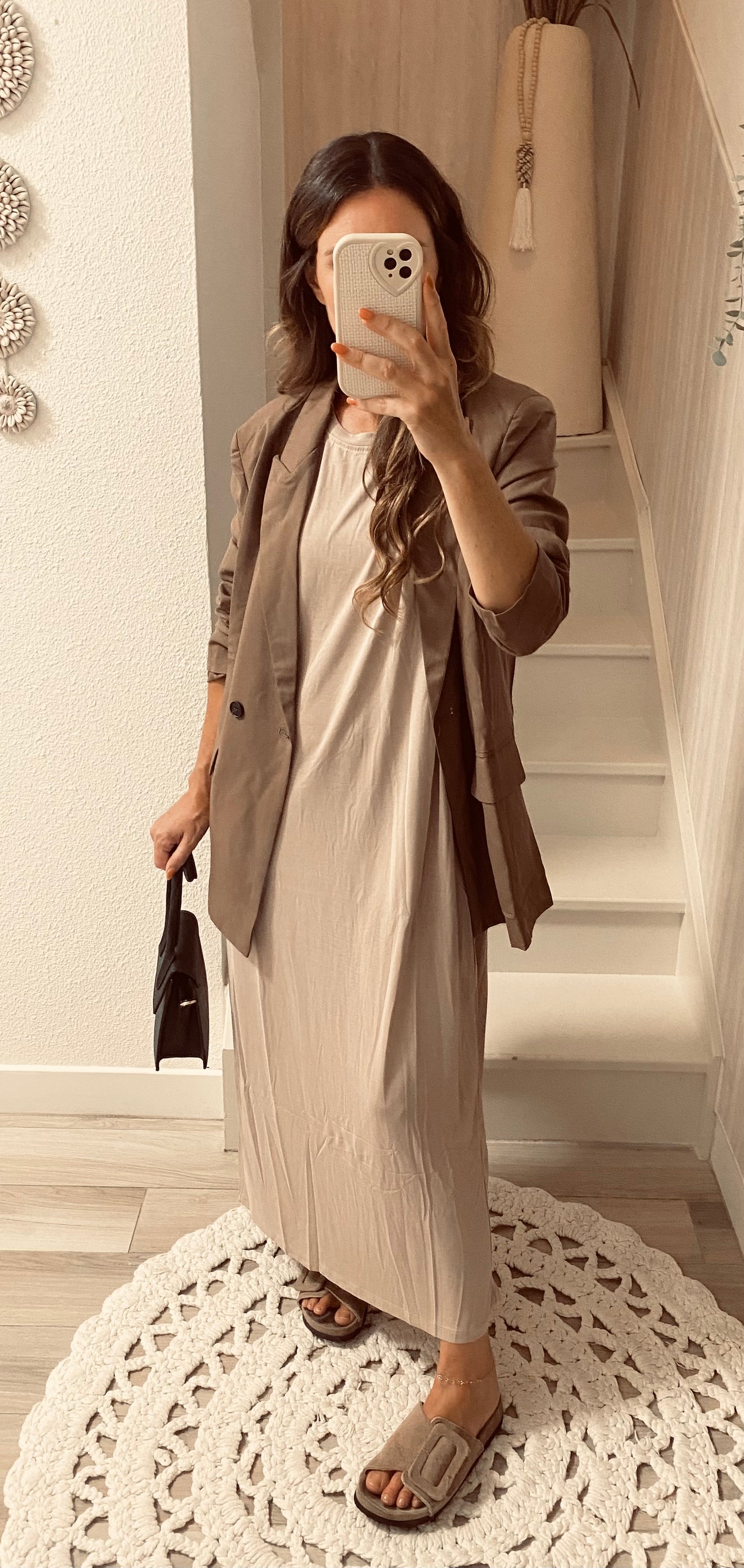 Robe longue tee-shirt beige