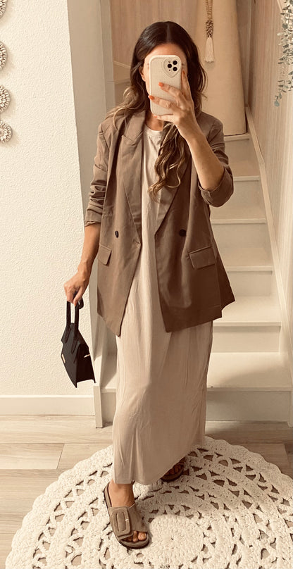 Robe longue tee-shirt beige