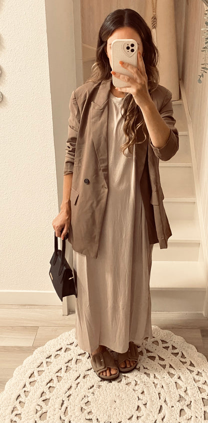 Robe longue tee-shirt beige