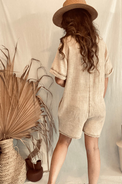 Combishort loose beige délavé