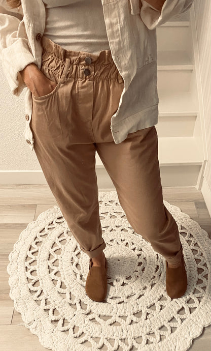 Pantalon carotte camel