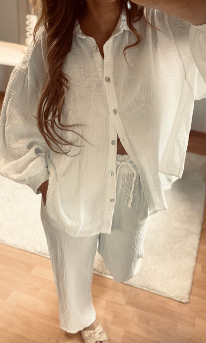 Pantalon gaze blanc