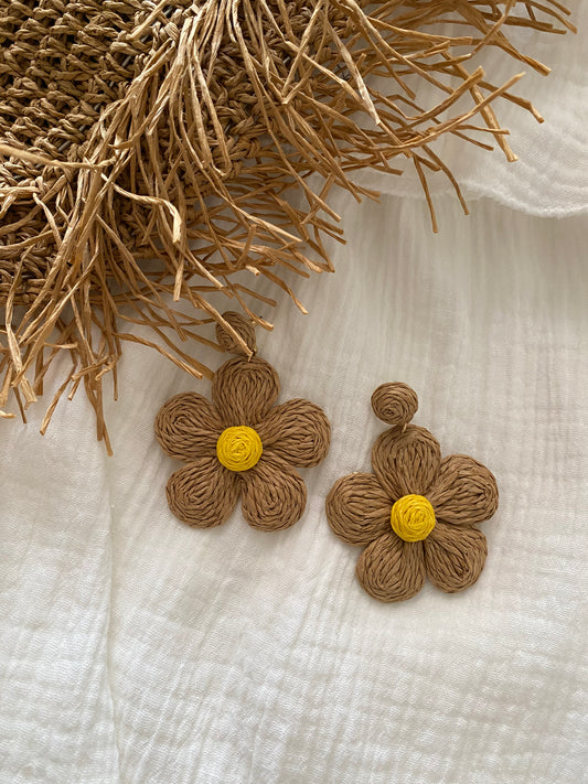 Boucles d’oreilles marguerites naturelles