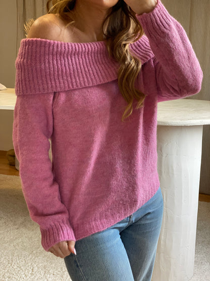 Pull col bateau fuchsia