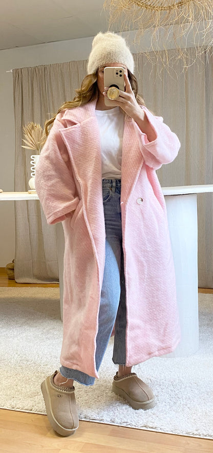 Manteau oversize laine rose