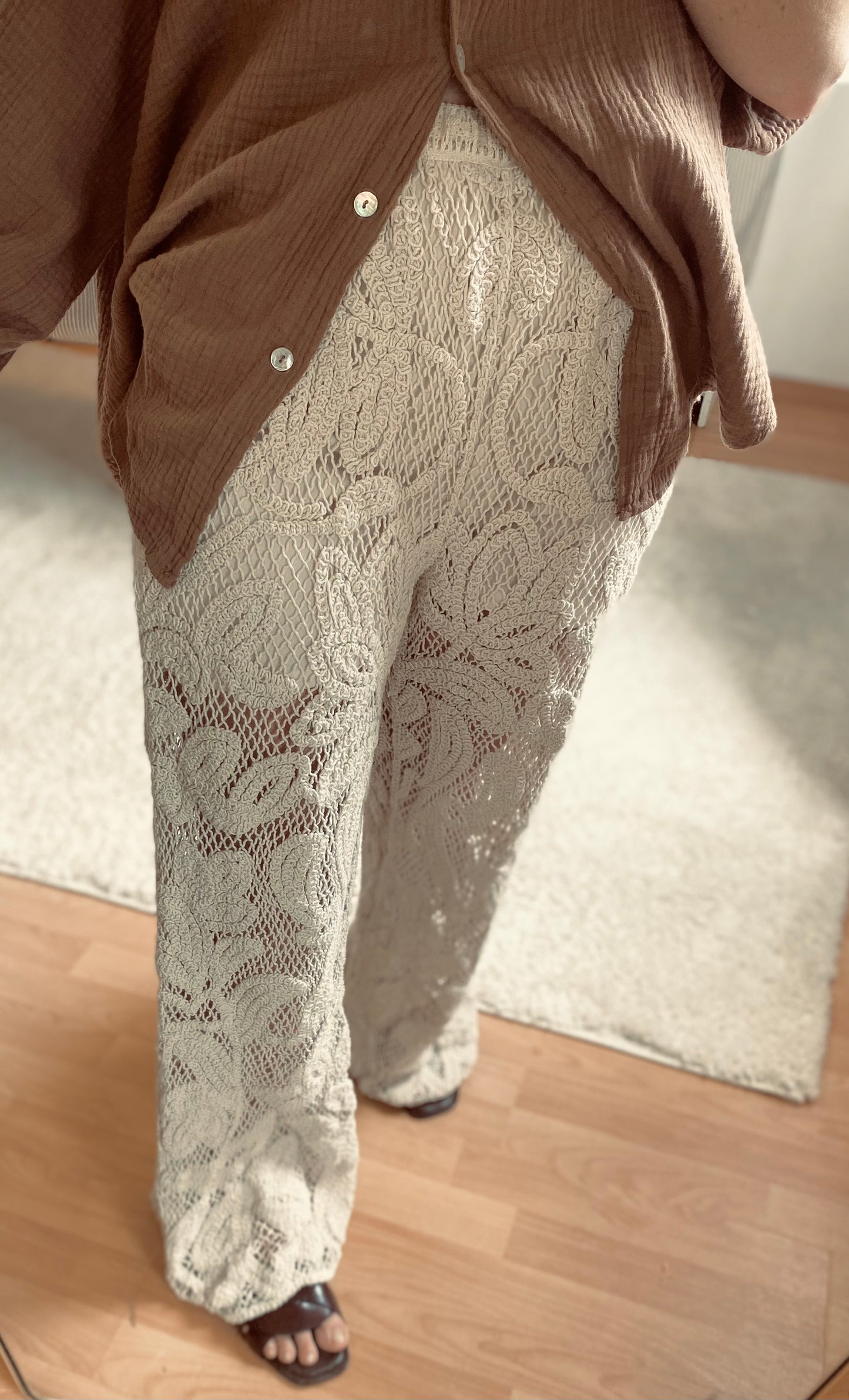 Pantalon crochet beige