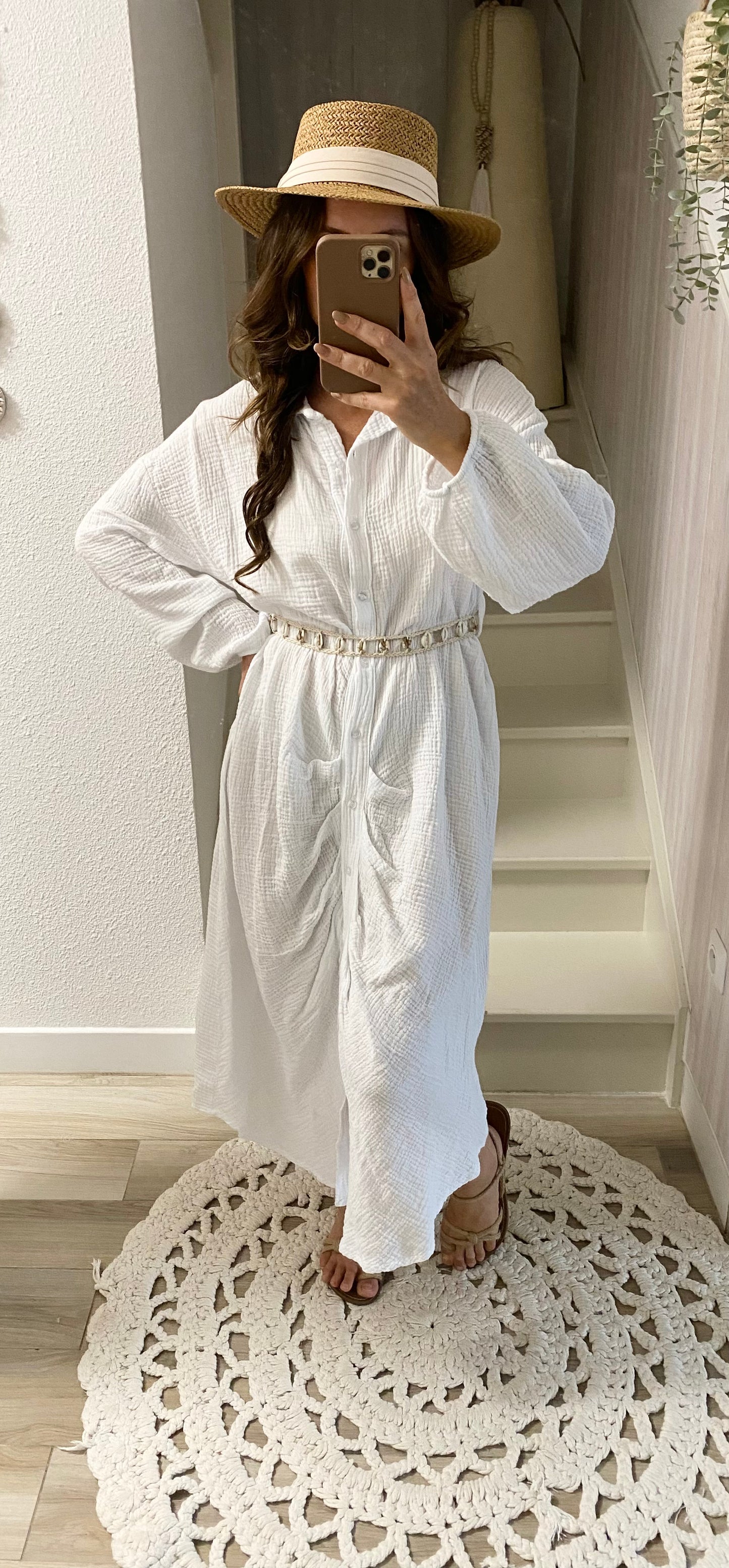 Robe chemise Froncée Blanche