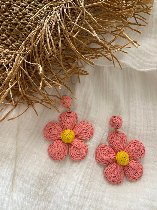 Boucles d’oreilles marguerites rose