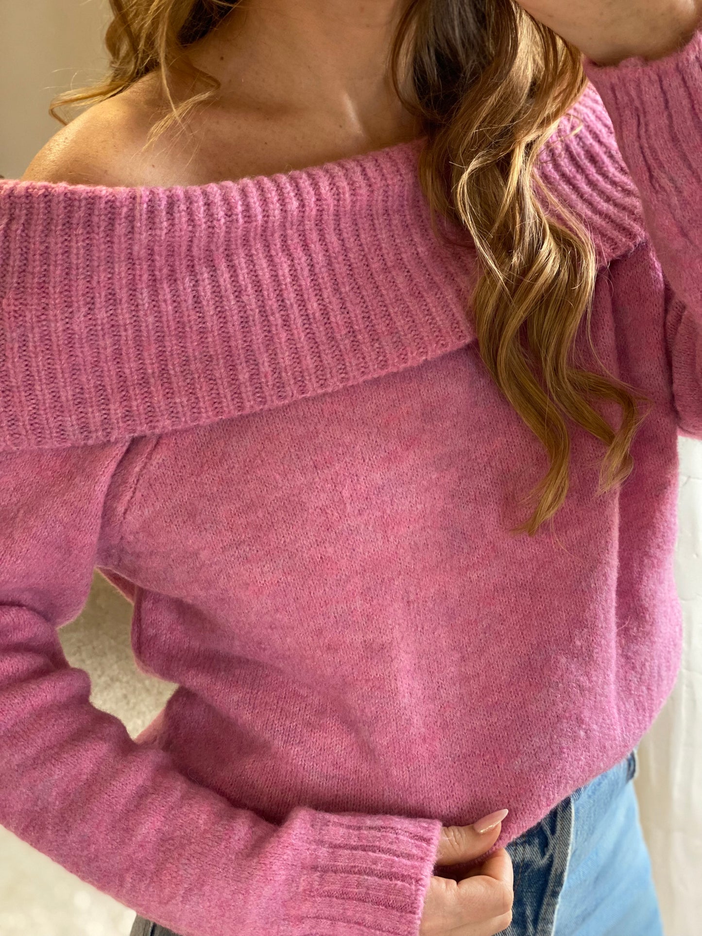 Pull col bateau fuchsia