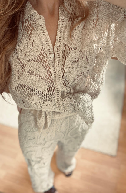 Chemise crochet beige