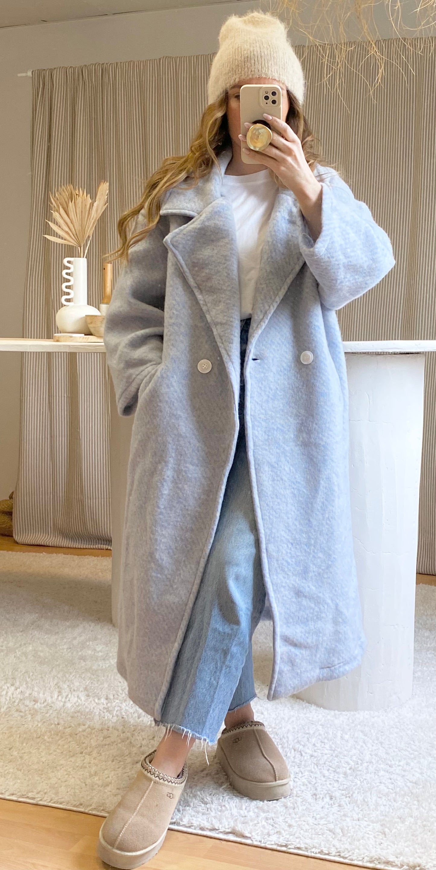 Manteau oversize laine bleu ciel Les belles soeurettes