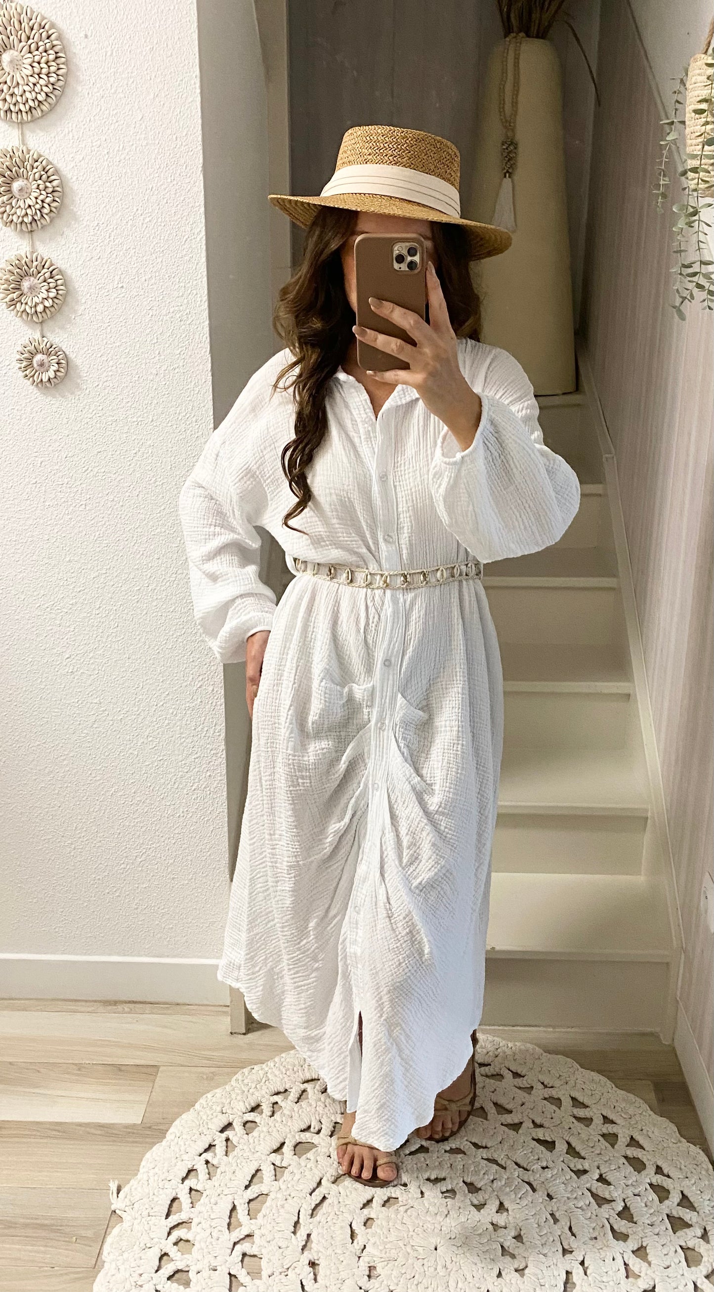 Robe chemise Froncée Blanche