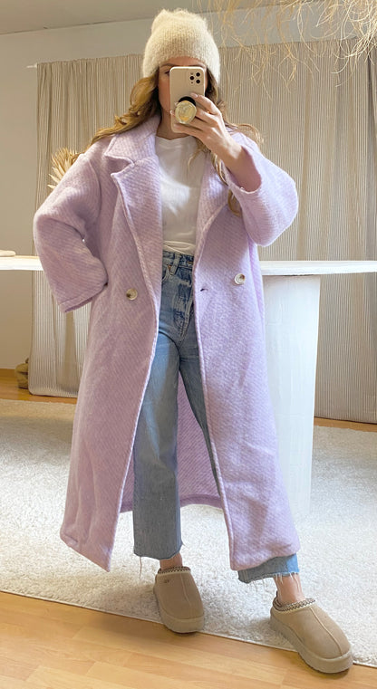 Manteau oversize laine mauve