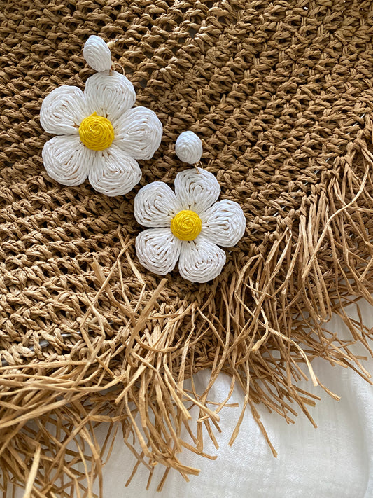 Boucles d’oreilles marguerites blanches