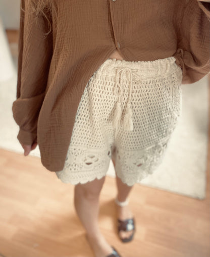 Short crochet écru