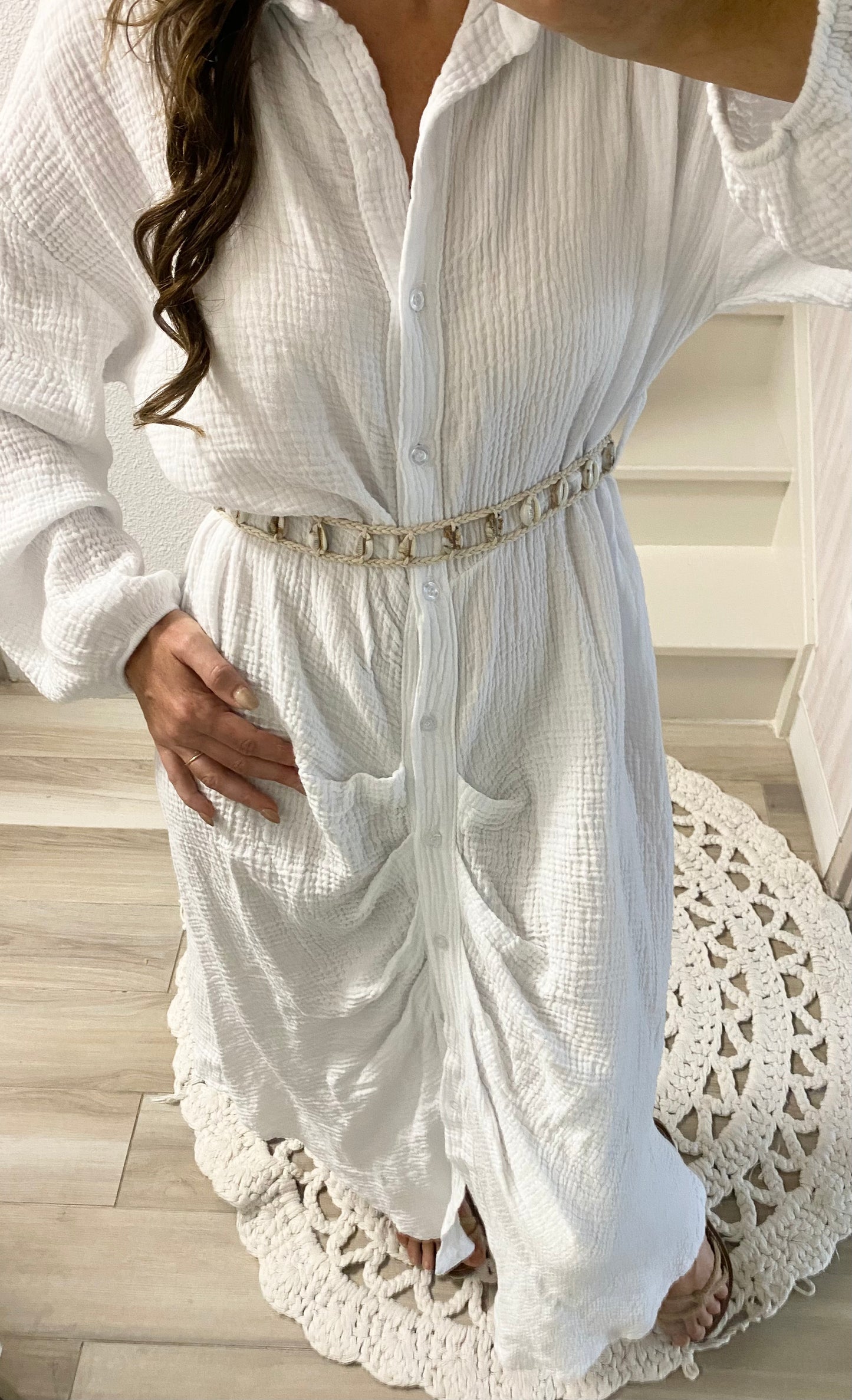 Robe chemise Froncée Blanche