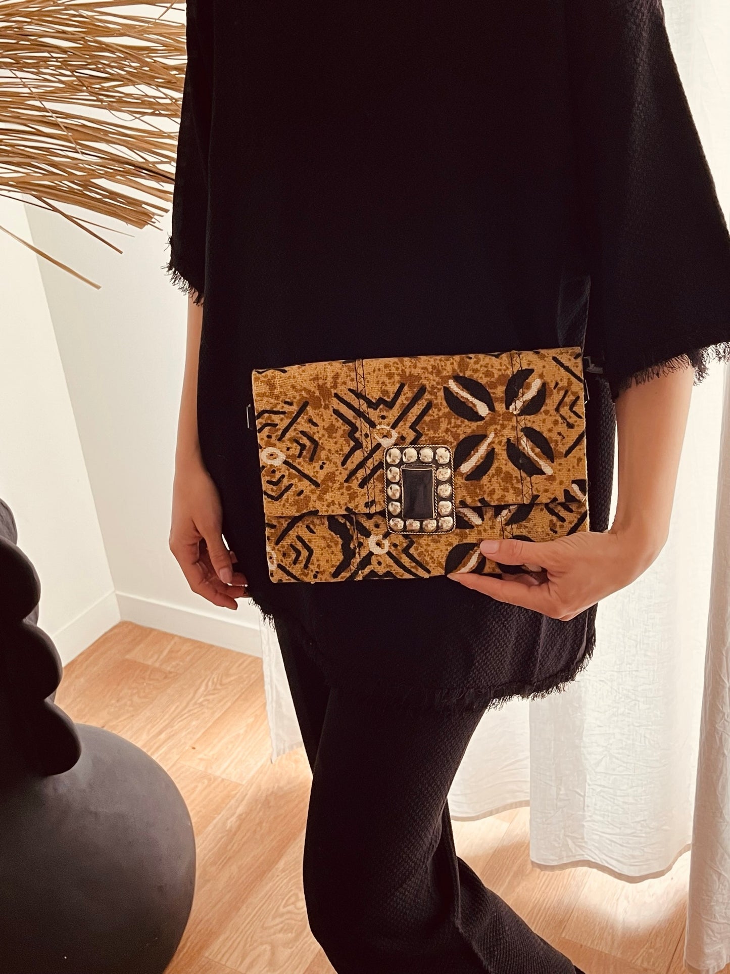 Pochette Noir/Moutarde