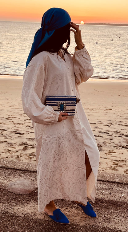 Robe Caftan texturée Blanc Cassé