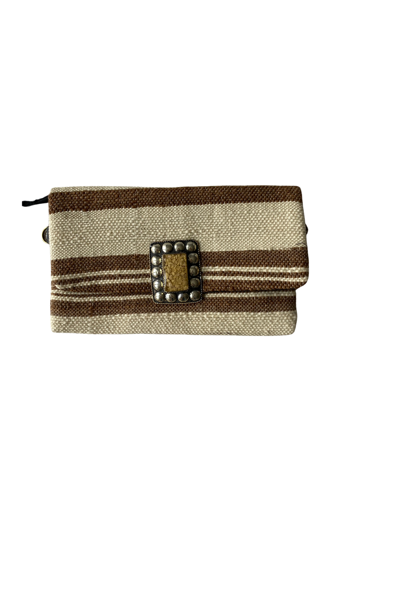 Pochette Rayée Beige et Marron