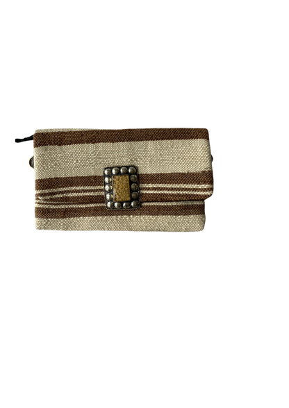 Pochette Rayée Beige et Marron